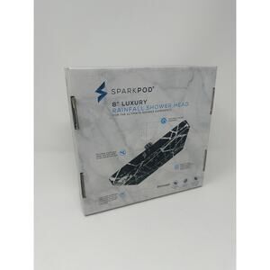 SPARKPOD 8" Square Luxury Rainfall Shower Head Black Marble Easy Install